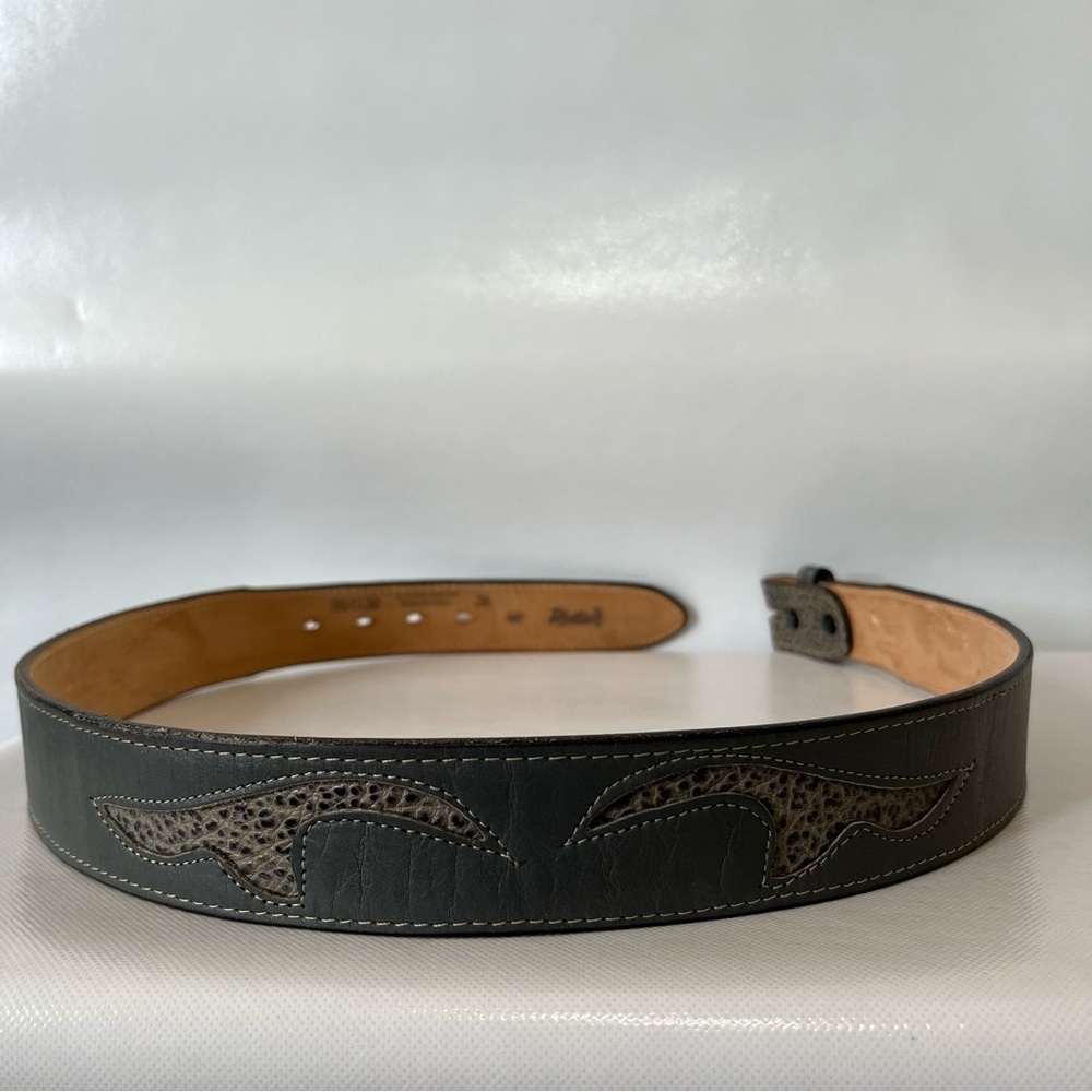 Vintage Riata Western Gray Leather Belt - Picture 2 of 8
